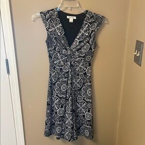 Sleeveless White House Black Market Black and White Patterned Dress